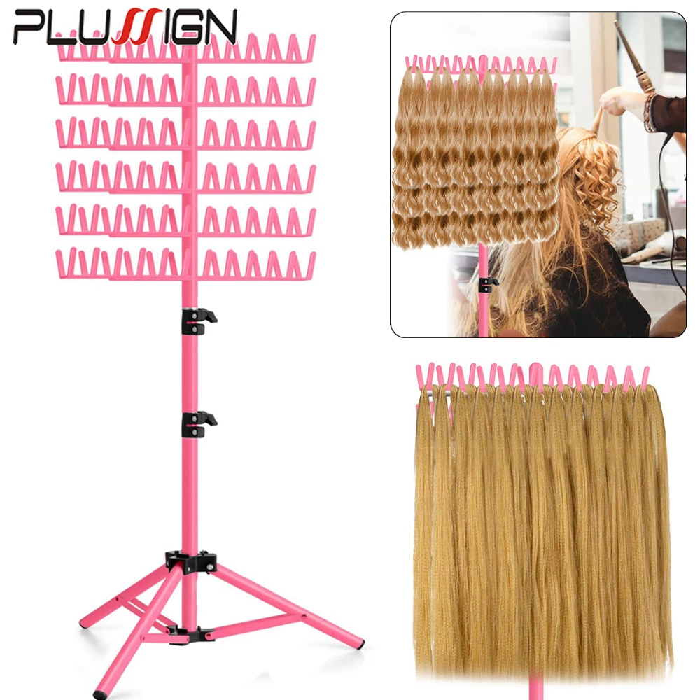 Braiding Hair Rack Height Adjustable Hair Braid Rack With Clips Combs Tray Hair Divider Rack For Braiding Hair Separator Stand