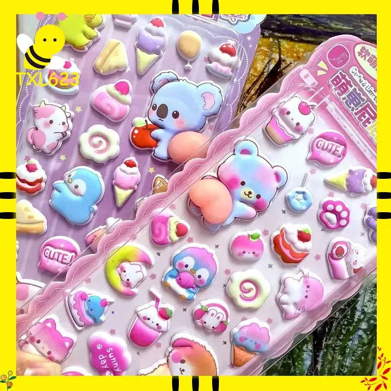 

2pcs Kawaii Pet Butt Sticker Set 3D Bubble Decompression Soft Cute Happy Buttocks Phone Case Decor Stationery Office Supplies