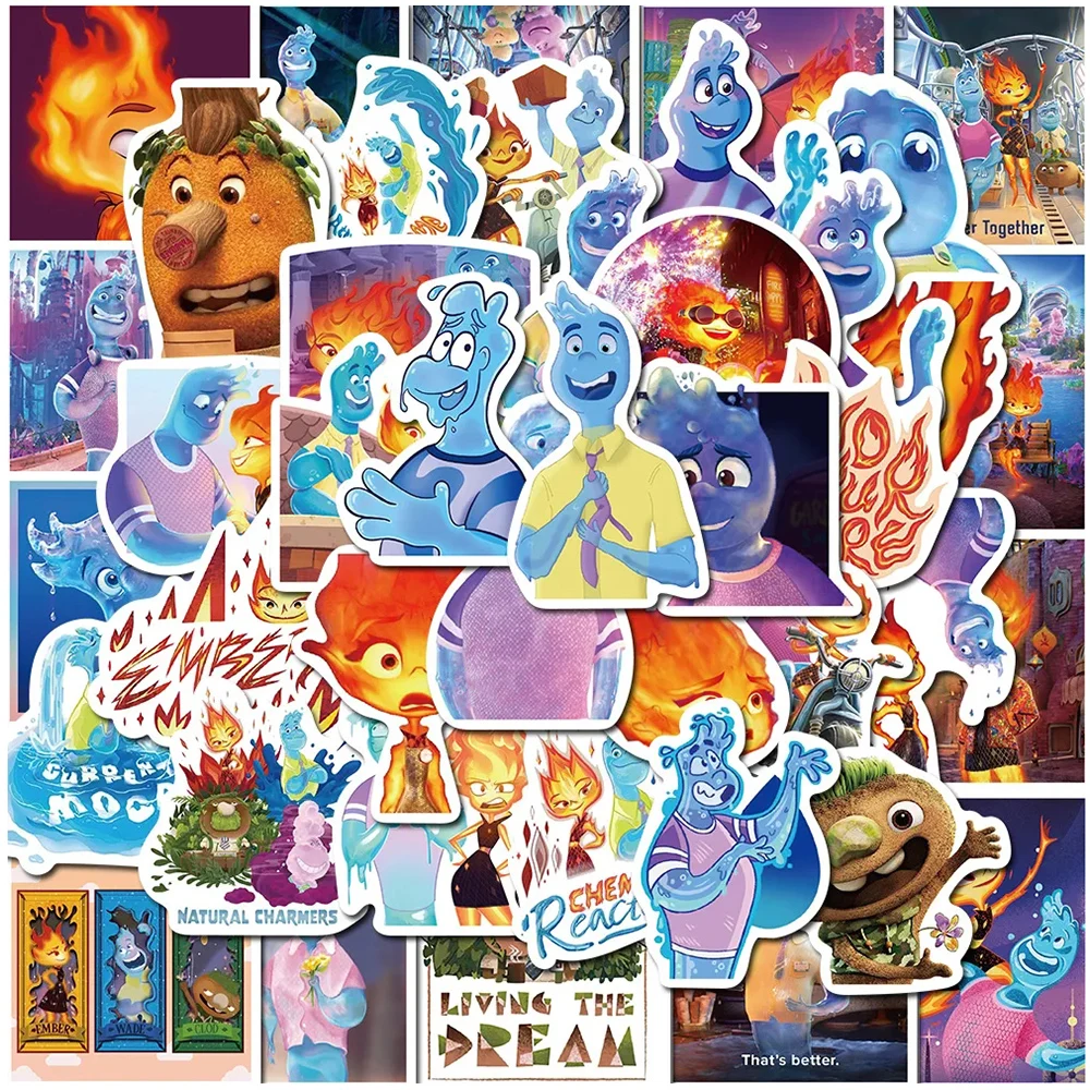 10/30/50pcs Disney Movie Elemental Stickers for Kids Toys Kawaii Cartoon Decals DIY Laptop Phone Waterproof Decoration Sticker