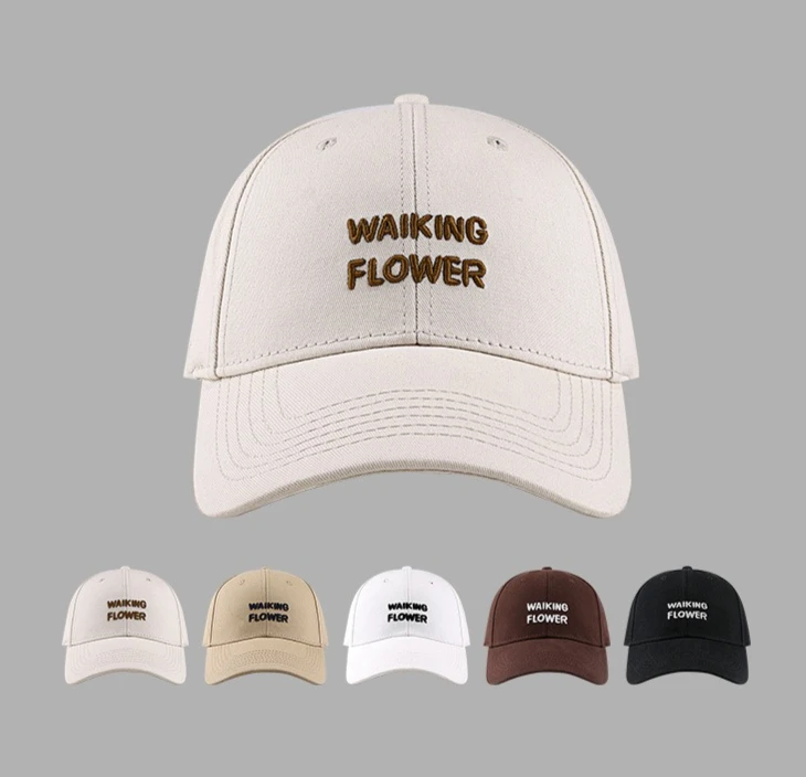

Unisex Cotton Structured Baseball Cap with Letter Embroidery - Wide Brim Adjustable Hat Outdoor Hard Top Caps for Men and Women