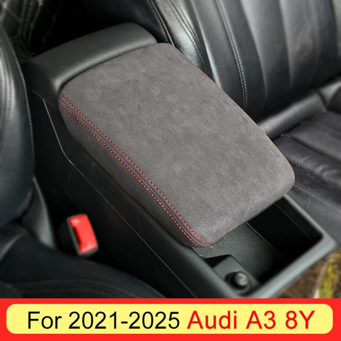 Замшевый защитный чехол на подлокотник центрального управления для Audi A3 8Y, аксессуары 2021 2022 2023 2024 2025 Audi S3 8Y и RS 3 8Y