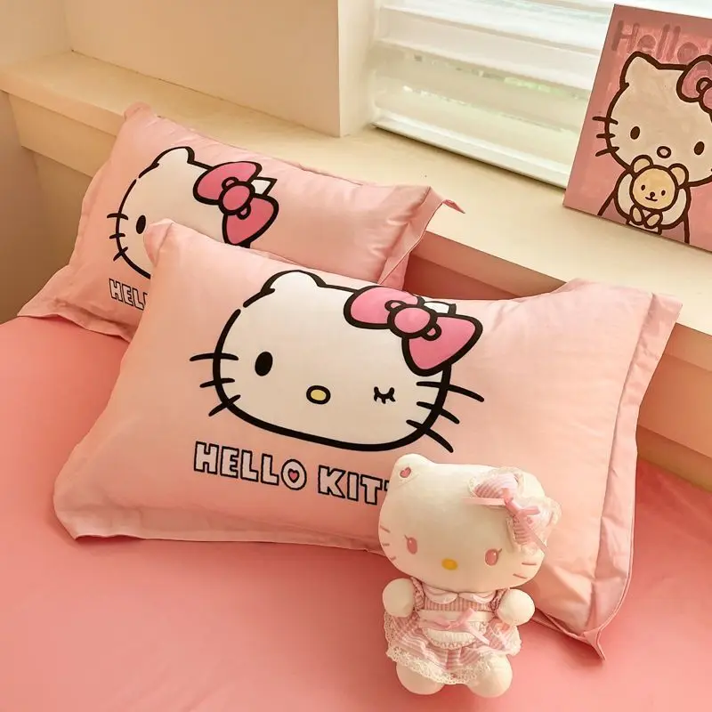 2pcs/set Hello Kitty Pillowcase Sanrio Cartoon Anime Pillow Case Kawaii Cute Cinnamoroll Protective Cover Household Bedding