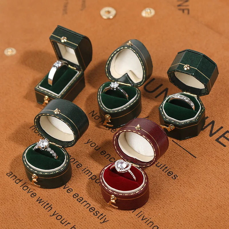 Portable Jewelry Box New Mini Ring Box Multi-Shape Retro Ring Storage Box Exquisite