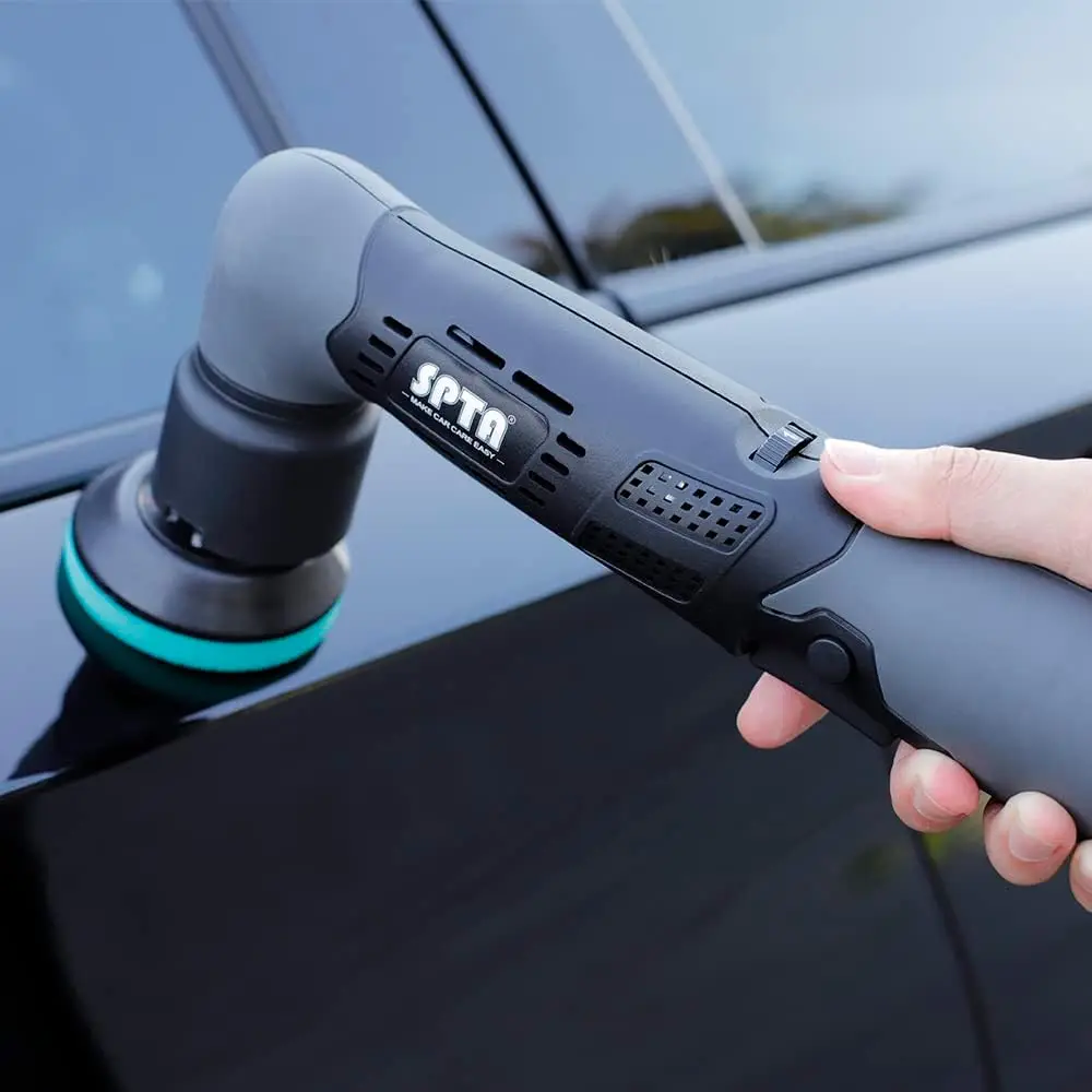 SPTA Cordless 12V Mini Car Polisher RO/DA Portable Handle Machine 1/2/3 Inch Pads Kit for Auto Detailing Waxing Polishing