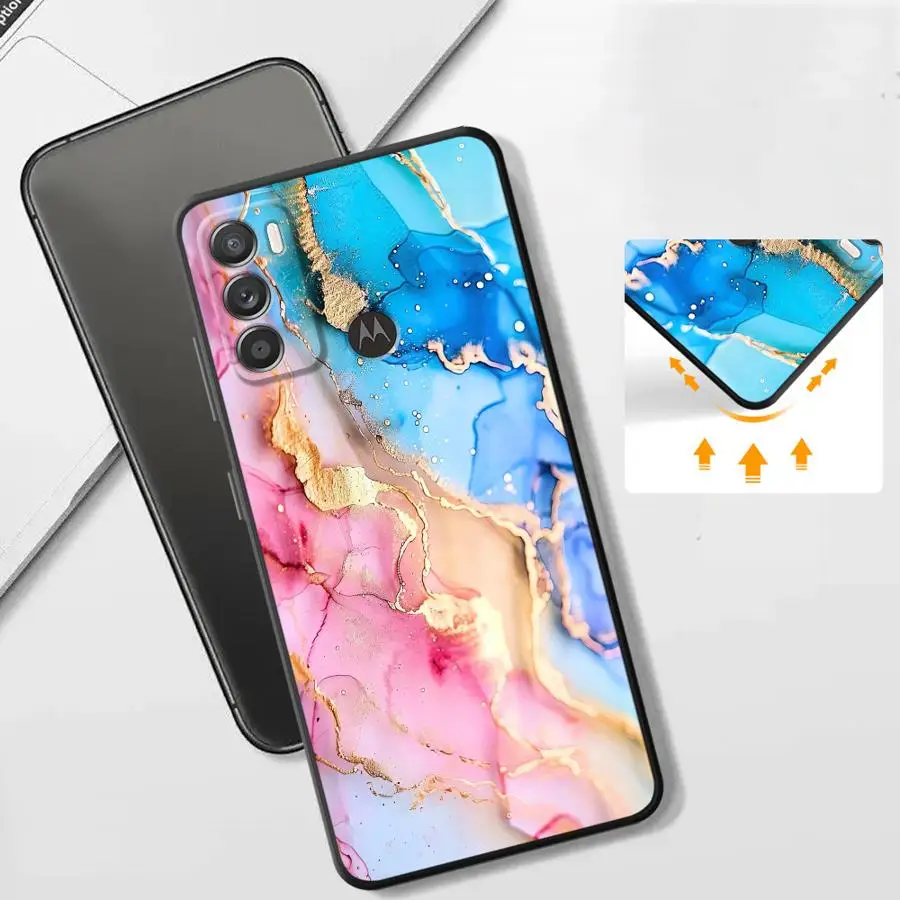 Case for Motorola Moto G52 G53 G30 G22 Edge40 G32 G51 G73 G60s G50 Edge 20 Pro 30 Lite G71 Phone Cover Colored Marble view 4