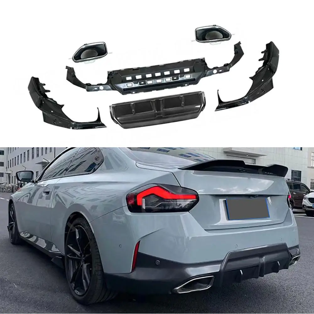 

Gloss Black Rear Bumper Diffuser Set with Exhaust Tips for BMW 2 Series G42 M-Sport Coupe 2021 + Car Bumper Accessories