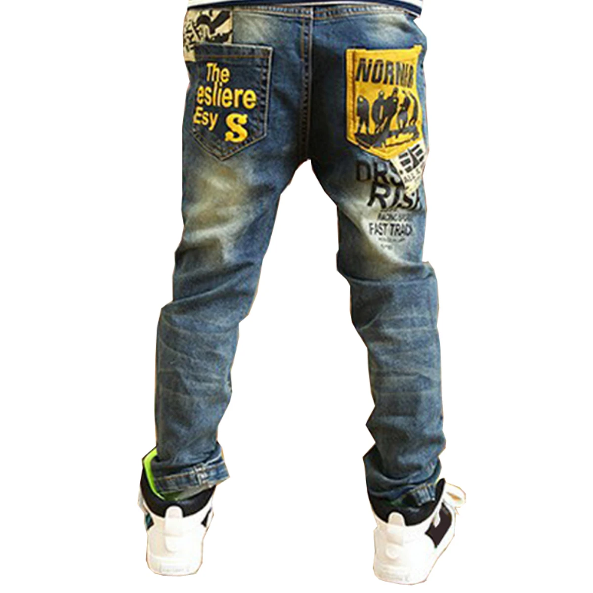 IENENS Boys Skinny Jeans 2pcs Elastic Waist Pants Kids Denim Clothing Children Casual Wear Bottoms Trousers for 4-13 Years