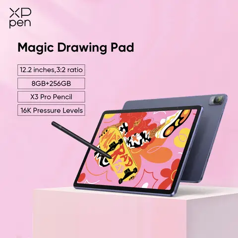 XPPen 매직 드로잉 패드 안드로이드 태블릿, 16K 레벨 X3 Pro 연필 12.2인치 그래픽 태블릿 8GB/256GB 8000mAh 배터리 안드로이드 12