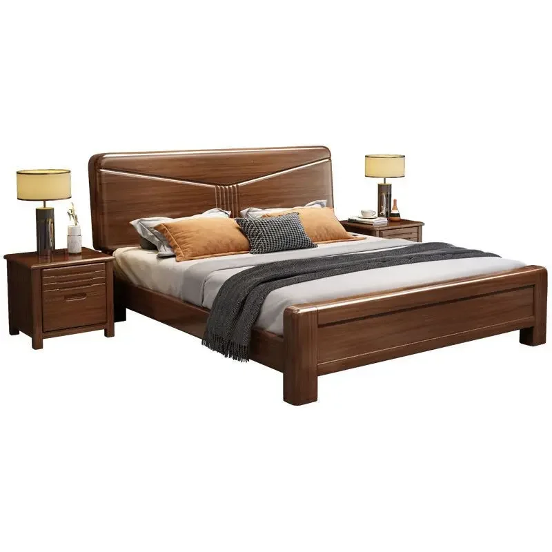 

Chinese walnut solid wood bed, modern simple double 1.8 meters drawer storage 1.5 meters master bedroom marriage bed