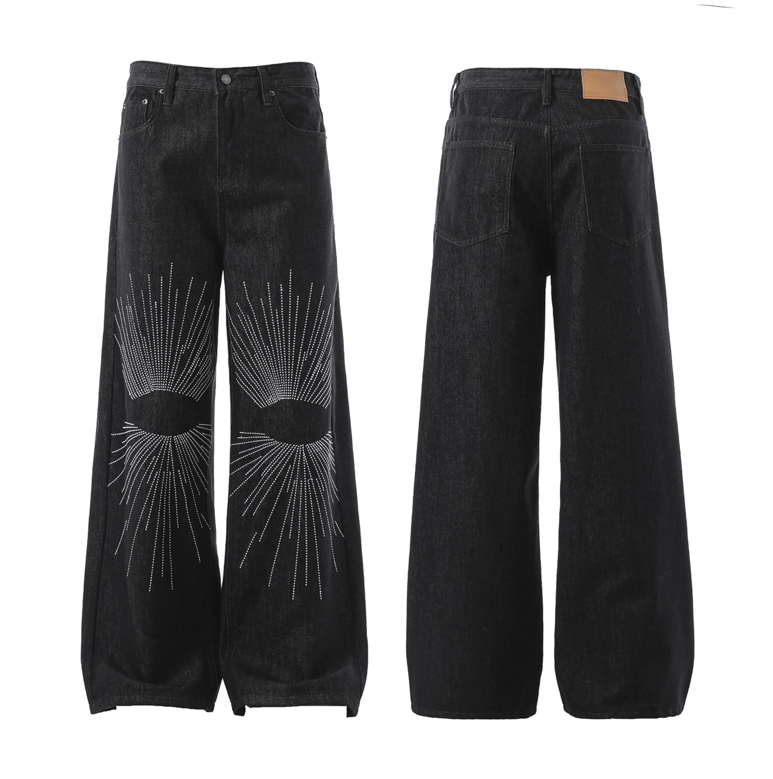 

Джинсовые брюки для скейтборда в стиле хип-хоп, мужские модные широкие джинсовые брюки High Street, y2k, украшенные бриллиантами, мужские стильные шикарные джинсы