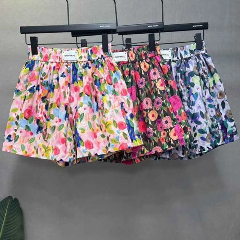 Pantalones florales para mujer, pantalón holgado de pierna ancha y cintura alta, recto, corto, informal, para playa, novedad de verano 2024