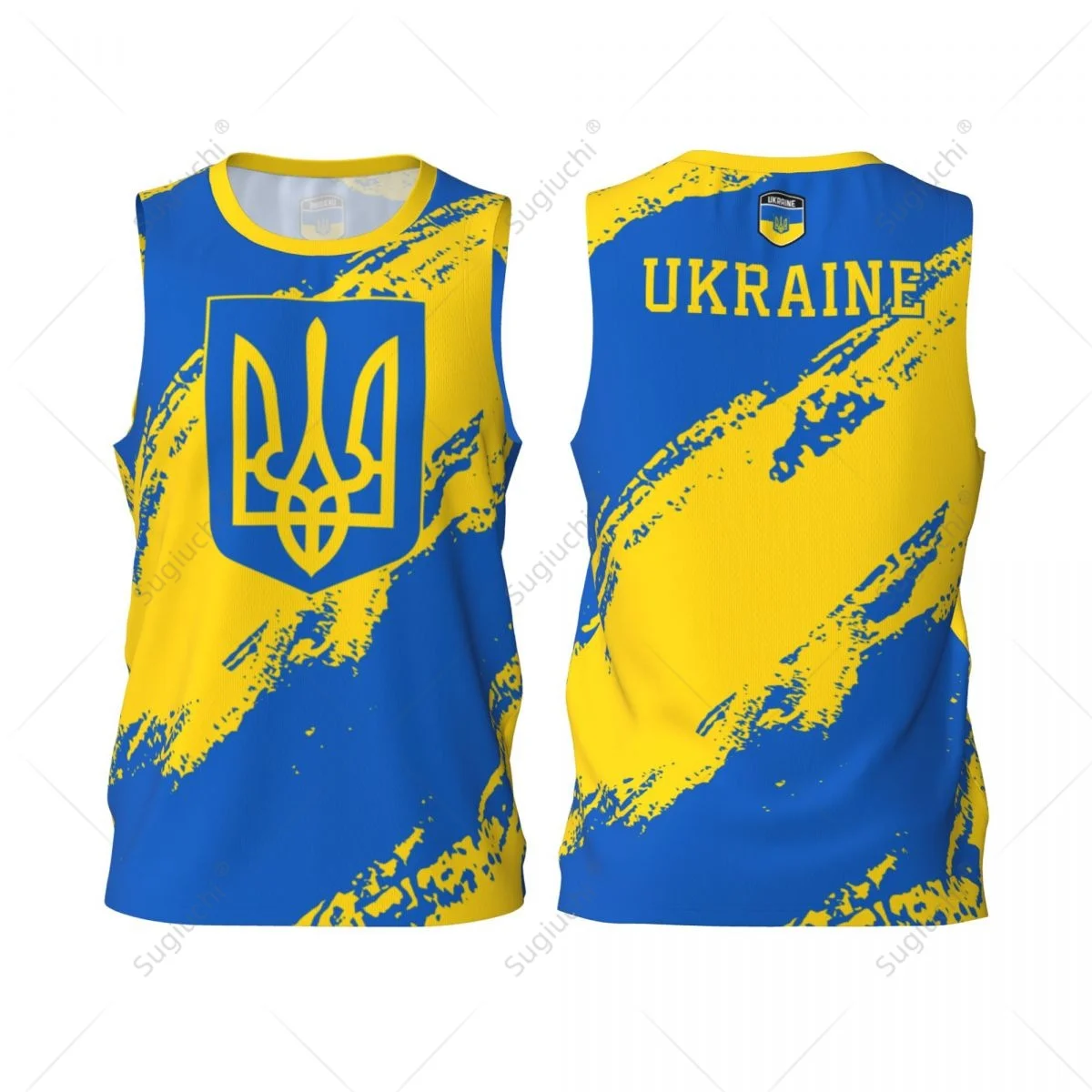 Men Basketball Sports Ukraine Flag Running Fitness Multifunction Jersey Sleeveless shirt Custom Name Nunber Exclusive