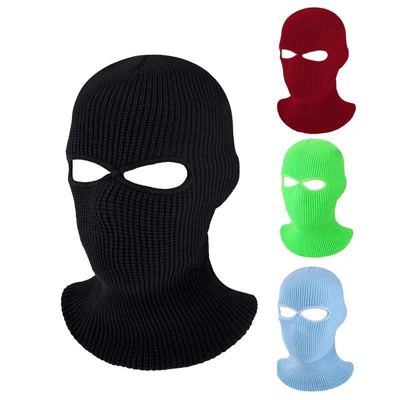 Army Tactical 2-Hole Knitted Full Face Cover Cap Ski Neck Gaiter Winter Balaclava Warm Beanie Caps Funny Party Riding Hat