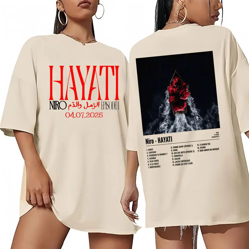 

Rapper Niro HAYATI Album Graphic Print T Shirts Summer Man Fashion Oversized Short Sleeve Men Women Casual Pure Cotton T-shirt