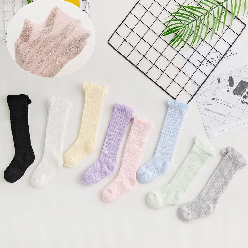 

Kids Baby Girl Socks 0-36 Months Toddler Baby Cotton Mesh Breathable Socks Newborn Infant Knee High Baby Girls Long Socks