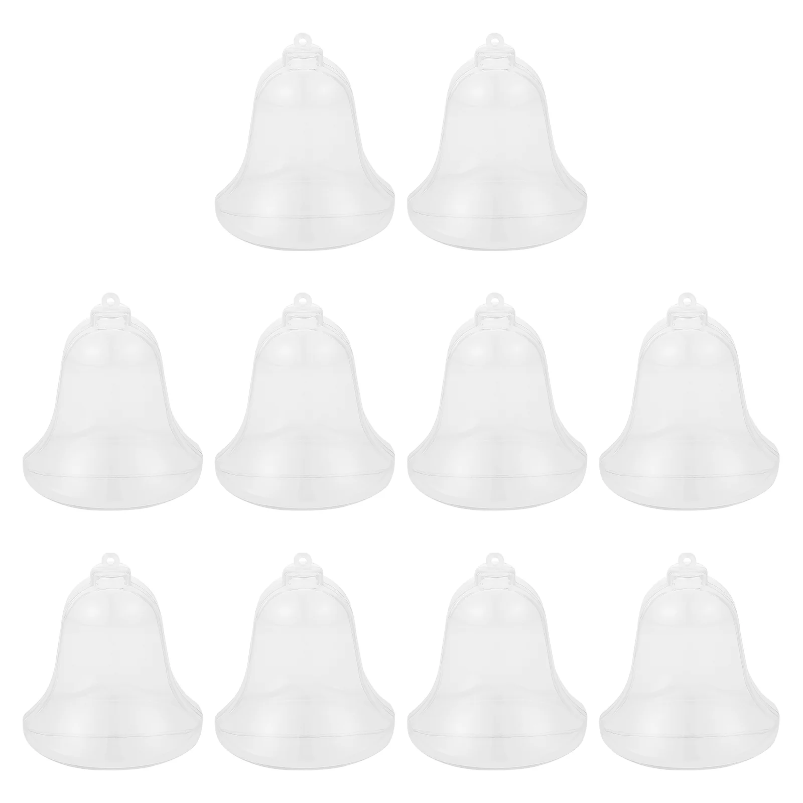 10 pçs ornamentos claros para artesanato sino fillable transparente pingente decoração suporte de armazenamento de doces a forma de sino pendurado adorno