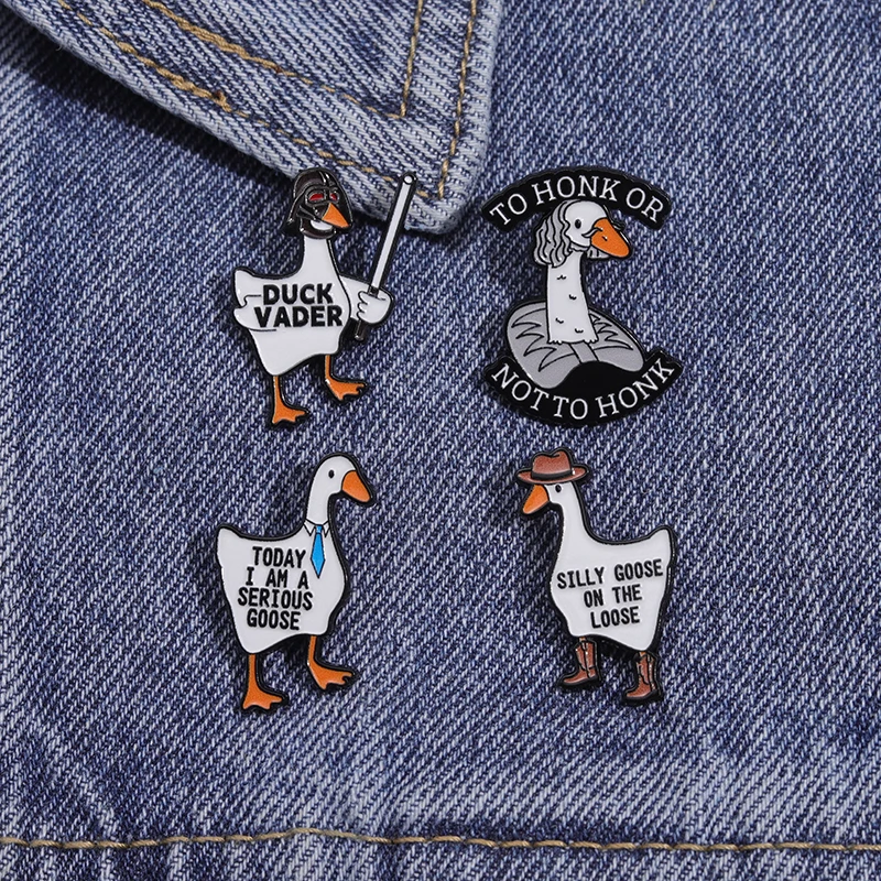 Entenvader Silly Goose Emaille Pins Niedliche Cartoon-Tier Broschen Metall Revers Abzeichen Rucksack Kleidung Schmuck Geschenk für Freunde