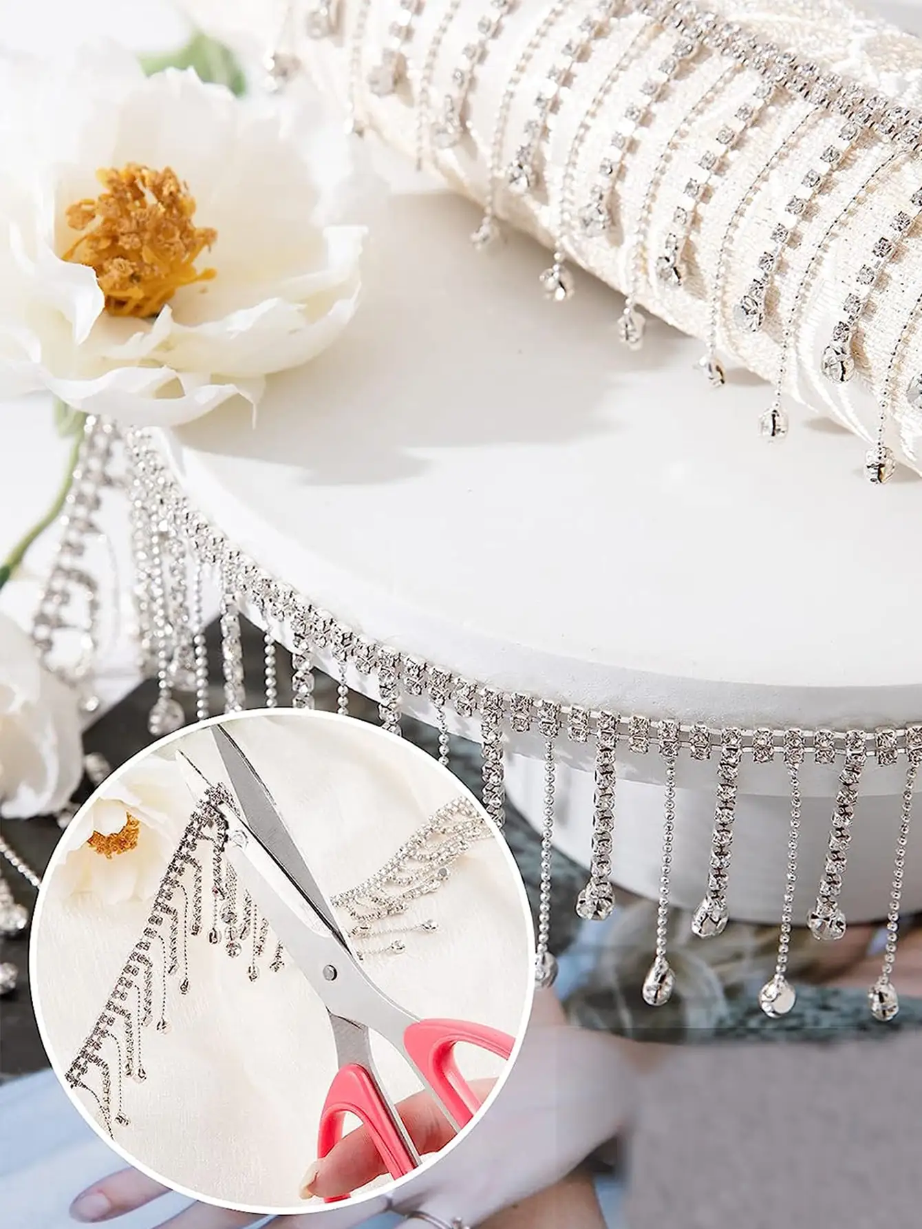 Catena nappa strass argento, decorazione cappello da cowboy irregolare Tzitzit per accessori abito da sposa nappe