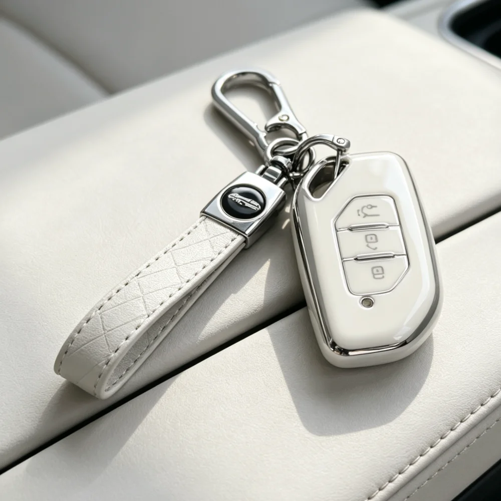 Key Fob Cover with Keychain For Dongfeng Fengxing Forthing T5 EVO 2021, only fits the car key shown.