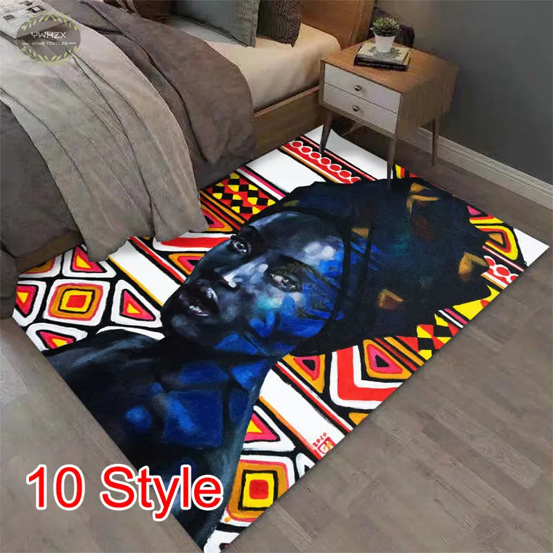 Africa Woman Printed Large Carpets Black Girl Golden Makeup Design Door Mat for Living Room Bedroom Area Rugs Home Decoration