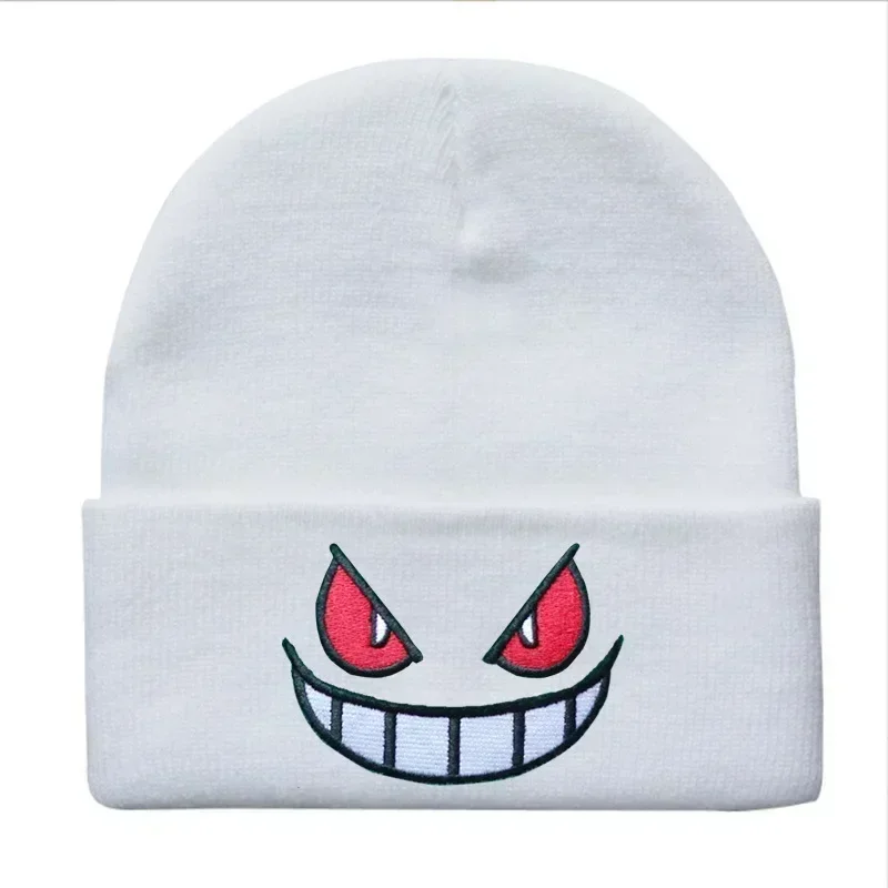 Cartoon Embroidered Beanies Popular American Anime Cartoon Embroidered Knitted Autumn Winter Warm Hat Wool Hat Gengar Beanies