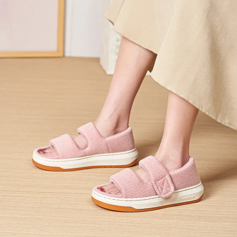 Summer home slippers thick-soled sandals double straps wide sandals do not slip comfortable walking sandals for men and women - Image 5