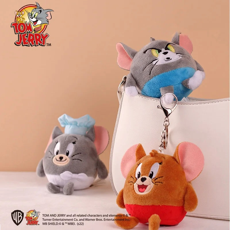 MINISO Tom&Jerry Plush Doll Bag Ornaments Funny Deformation Dress Up Short Plush Soft Couple Keychain Cute Kawaii Delicious