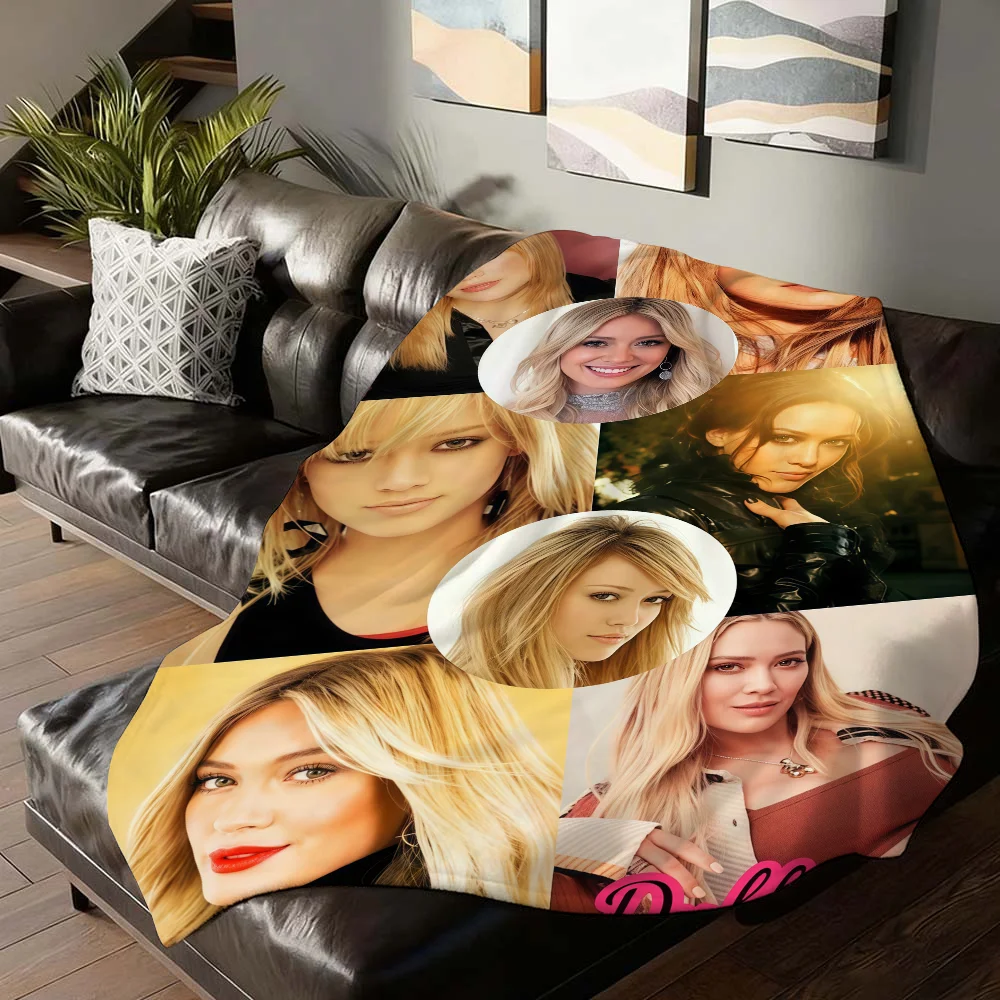 American singer h-Hilary Duff Blanket For Sofa Office Bed Plane Travel Sleep Read Relax Camping Soft And Warm