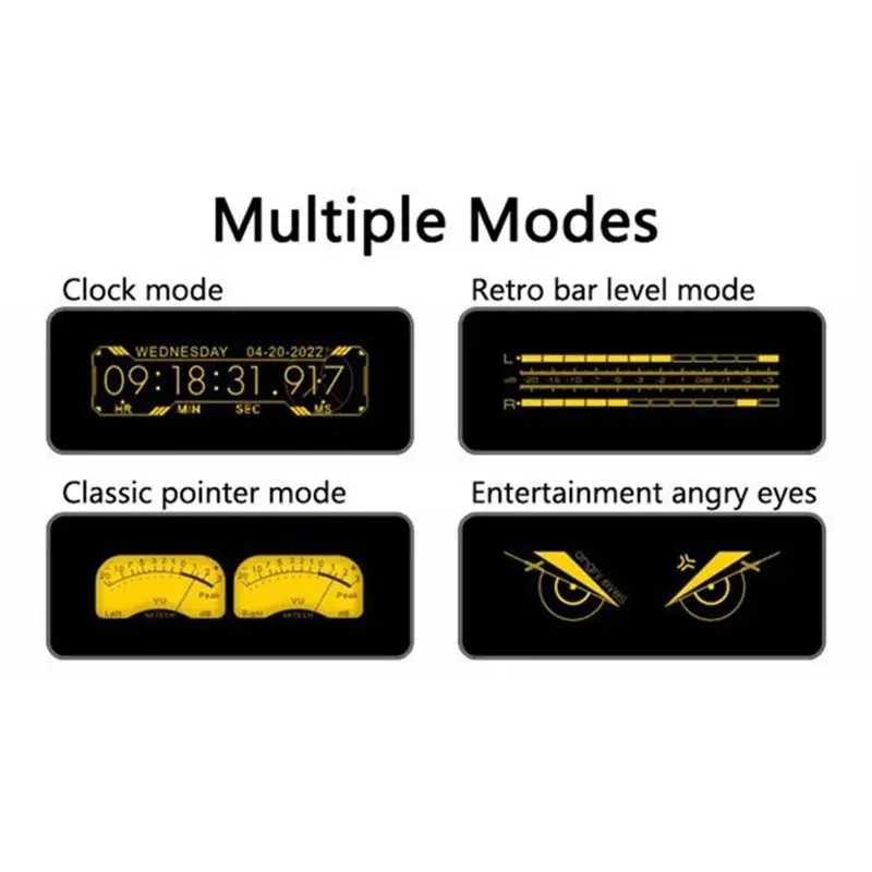 ABMH-AK25664 V2.0 Clock Music Spectrum Clock 3.5MM Signal Input Desktop Clock Firmware Upgradeable Intuitive UI