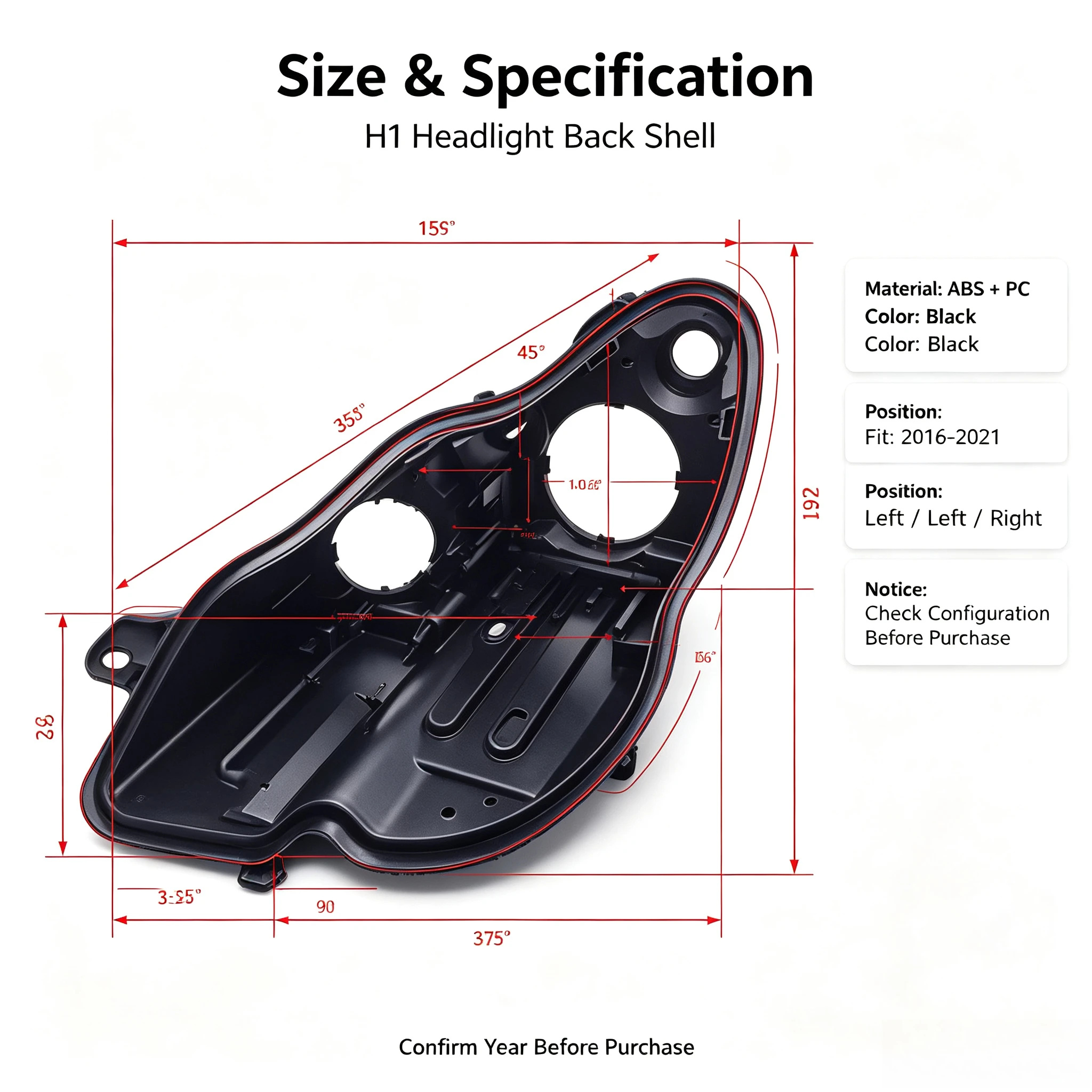 Moggic Headlight Lens Cover & Rear Housing For Mercedes‑Benz CLS W219 CLS300 CLS350 CLS500 2007‑2009