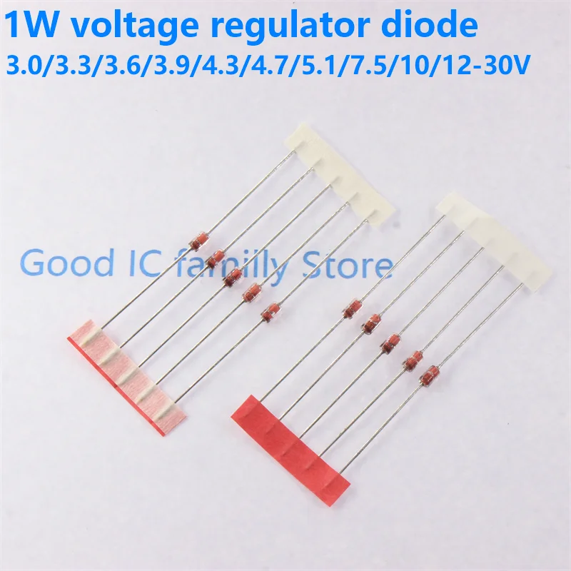 20PCS 1W DIP regulator 3.0V 3.6 4.3 5.1 6.2 7.5 8.2 9.1 10 10V 15V 20V 24V 1N4740 1N4731 1N4749 1N4733 1N4732 1N4744 1N4748
