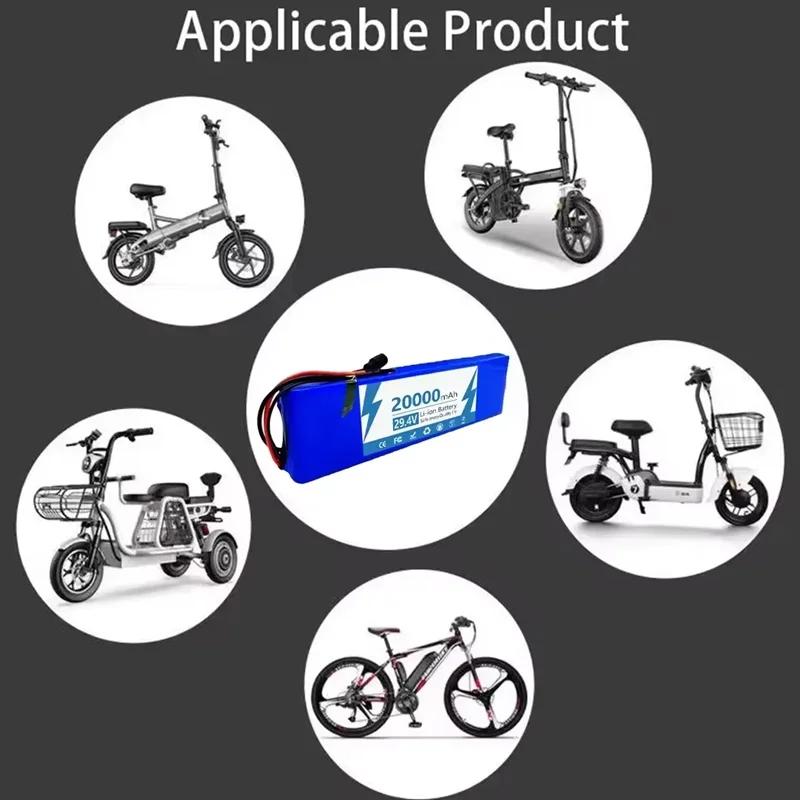 🚴 7S2P 18650 lithium-ionbatterijpakket 🚴 29,4 V 20000 mAh oplaadbaar ingebouwd BMS voor elektrische scooterbatterij enz 🚴