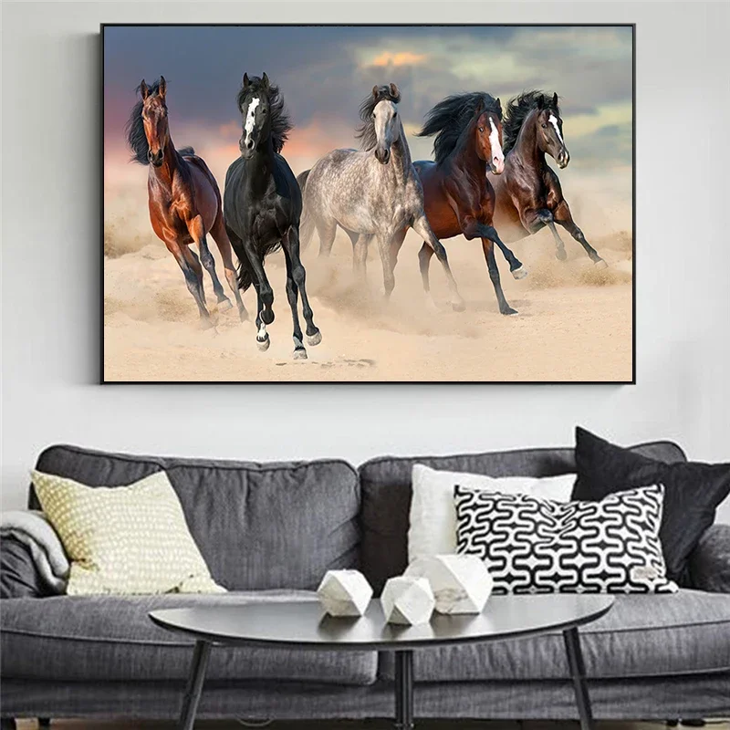 Modern Animal Steed Wall Art Posters and Prints Wild Horse Running Picture Cuadros Home Decoration Room Decor Canvas Painting