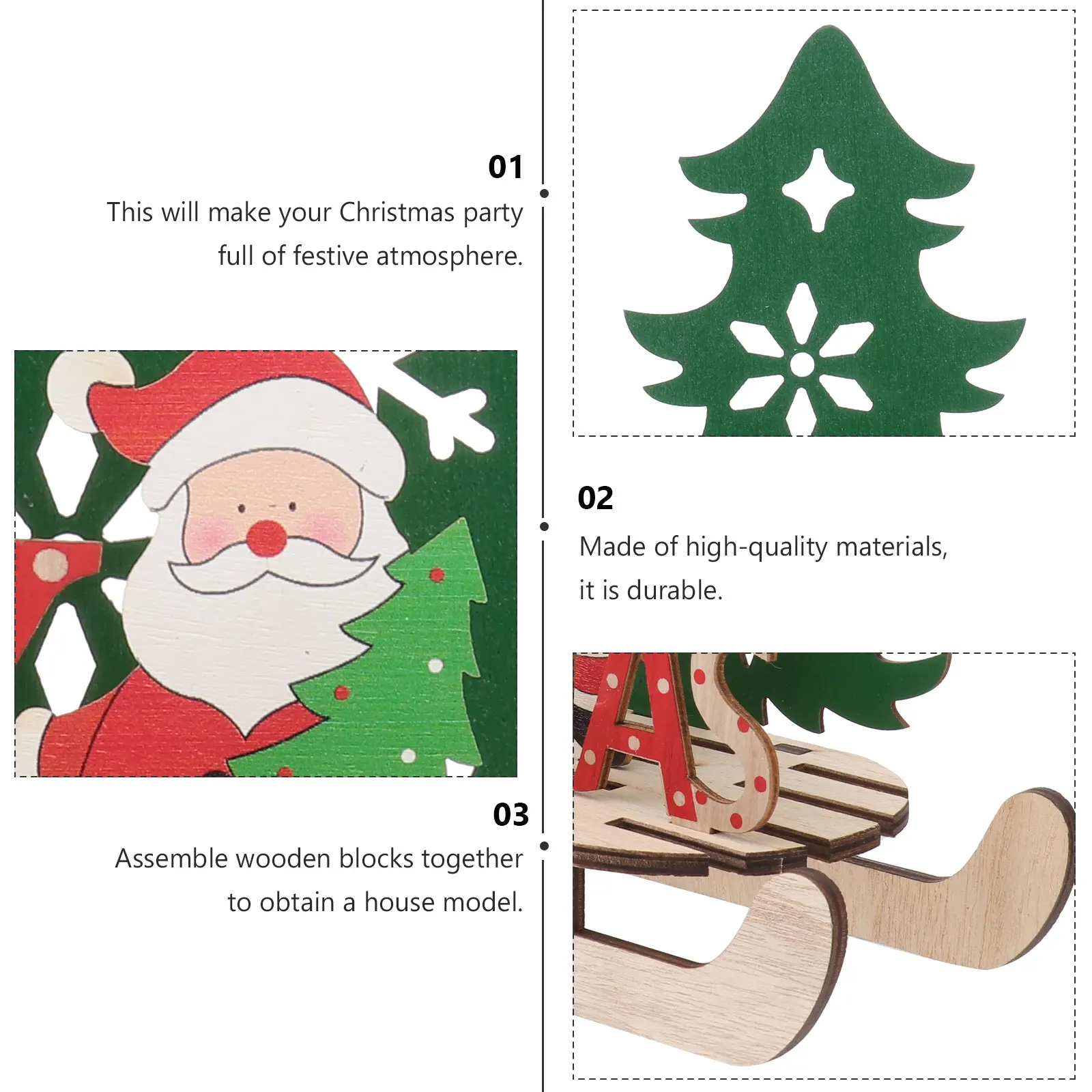 

Wooden Puzzle Sleigh Car Christmas Decor Desktop nament Safe Material Smooth Edge Lovely Artwork Premium Cheer Small Space Warm