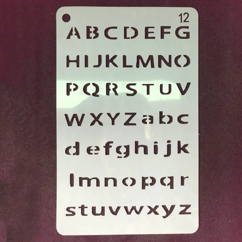 12Sheets Letter Stencils Alphabet Drawing Templates Environmentally Friendly Sturdy Reusable Waterproof for Scrapbooking School