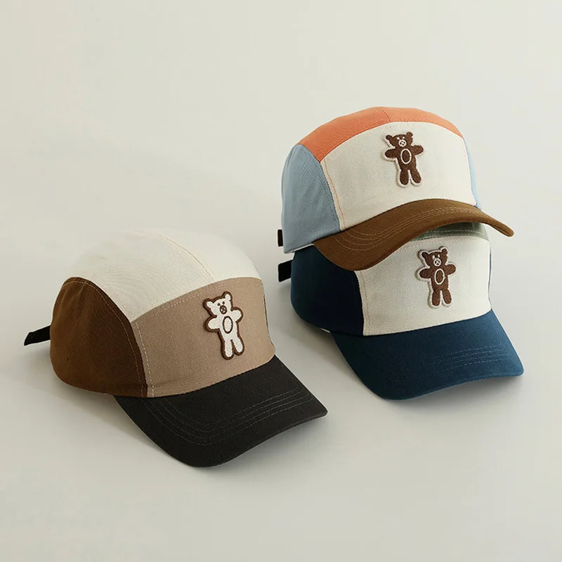 Casquette de baseball en coton ours pour enfants, chapeaux de bébé, chapeaux décontractés, casquette coréenne pour enfants, filles et garçons, accessoires d'automne et de printemps, 2 à 8 ans, nouveau