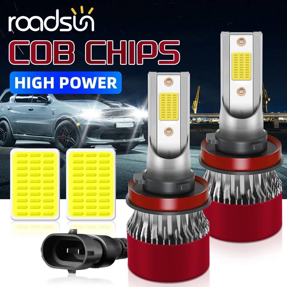 

H7 H11 Headlight Bulbs COB Chips H4 H1 H8 9005 9006 HB3 HB4 H13 9007 LED Headlamps 6500K White Car Fog Lights With Fan 2PCS