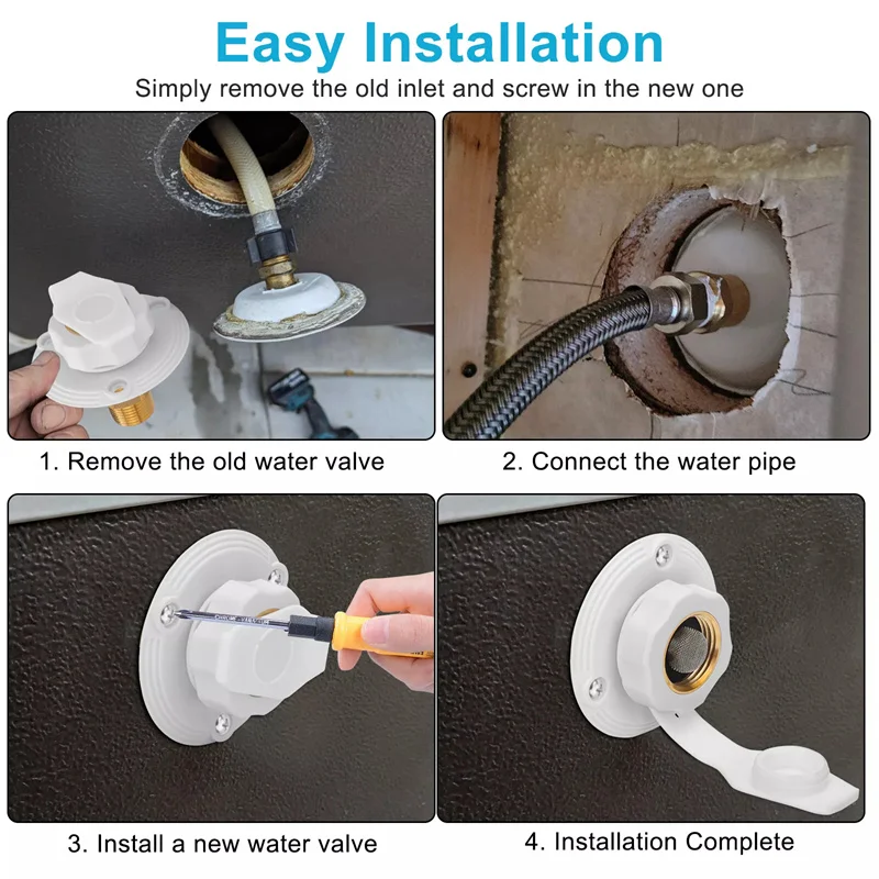 Conexão de entrada de água RV Flange de entrada de preenchimento de água da cidade de latão com válvula de retenção Conector de mangueira de água RV