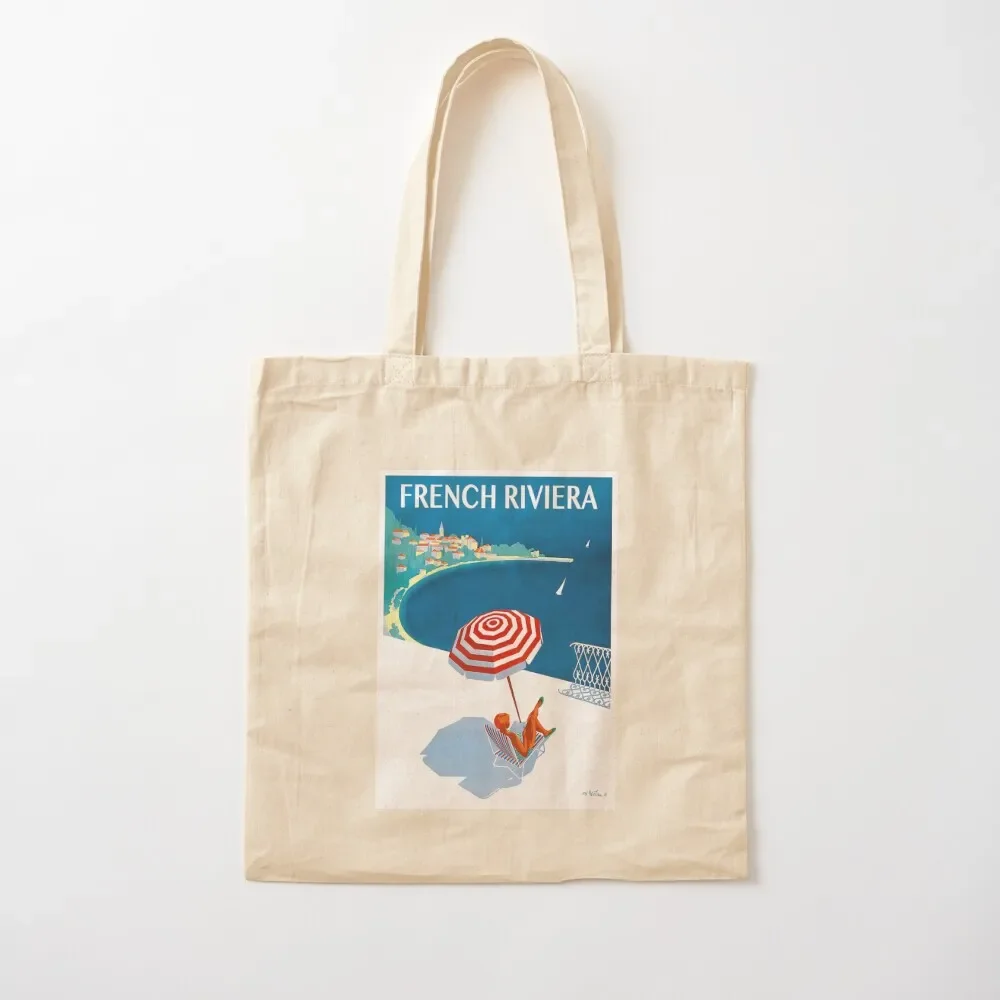 1954 French Riviera Travel Poster Tote Bag bags for women tote bag custom Big bag