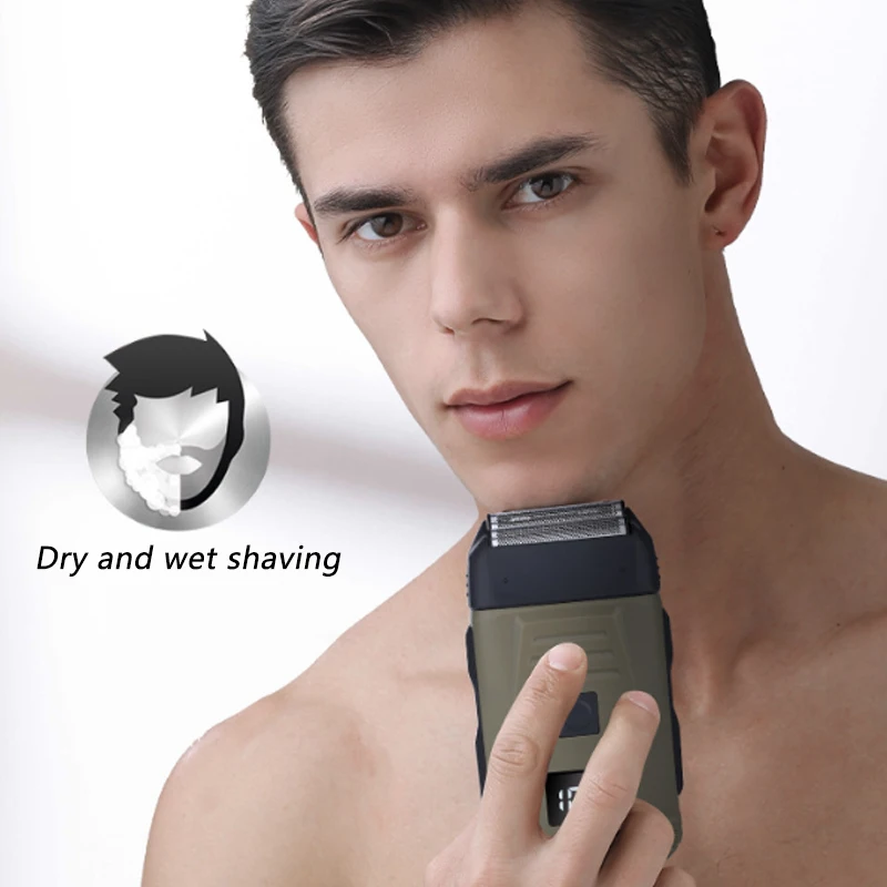 Electric Razor for Men 2 Blades Floating Head Foil Shaver Waterproof Wet Dry Beard Trimmer Portable