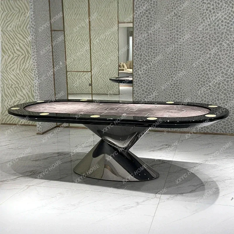 A High-end poker table chess room Texas oval playing cards special light luxury villa entertainment chip table