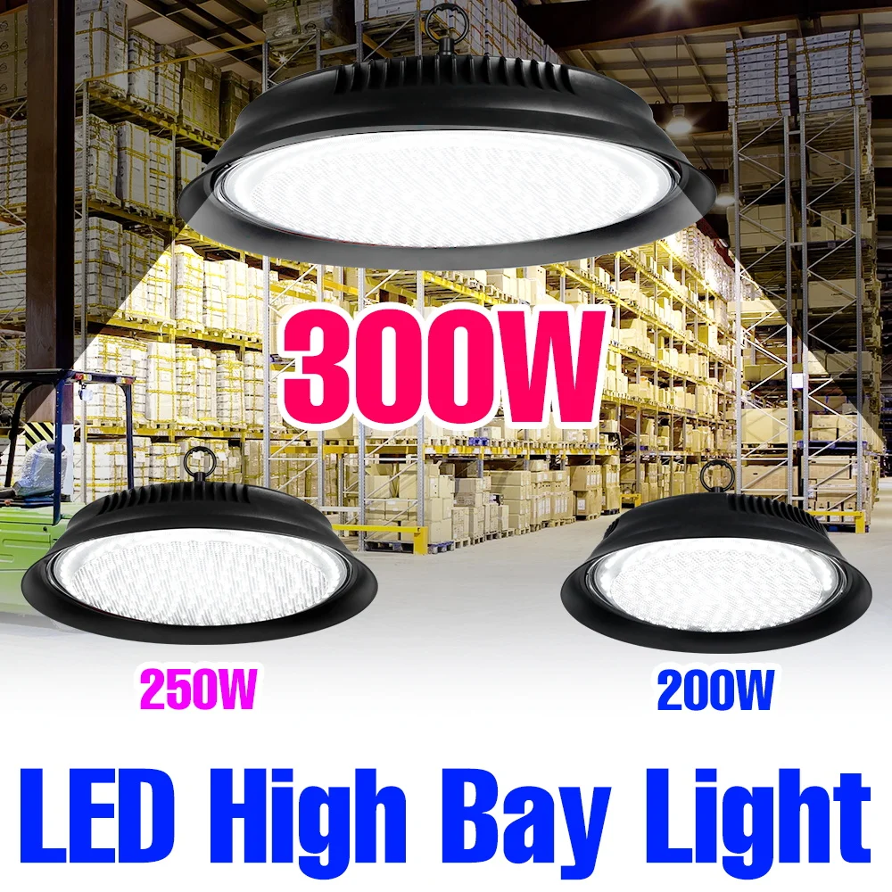 300W LED High Bay Light 100-277V Workshop Lights 220V Garage Lamp Parking Lot Warehouse Basement Corridor High Brightness Lamp