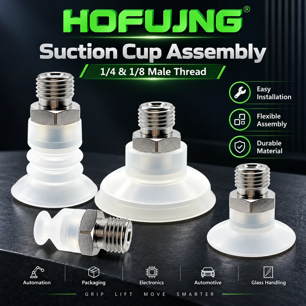 10PCS DP-10/15/20/25/30/35/40/50-G14/18 White Double Bellows Vacuum Pad Industrial Silicone Suction Nozzle