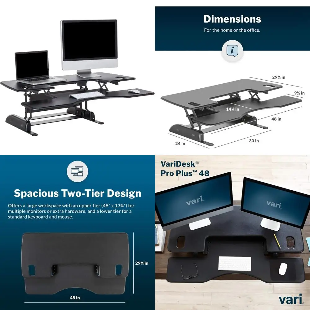 Adjustable Desk Converter 48 - 11 Height Settings Laptop Stand Desk Riser for Home Office, Ergonomic Standing Desk Solution