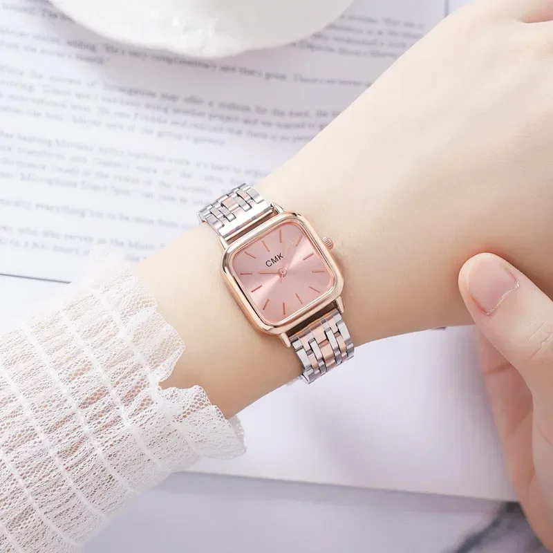 ساعة كوارتز نسائية عادية كلاسيكية بحزام معدني ساعة يد مربعة للسيدات ساعات بسيطة هدية Relogio Feminino