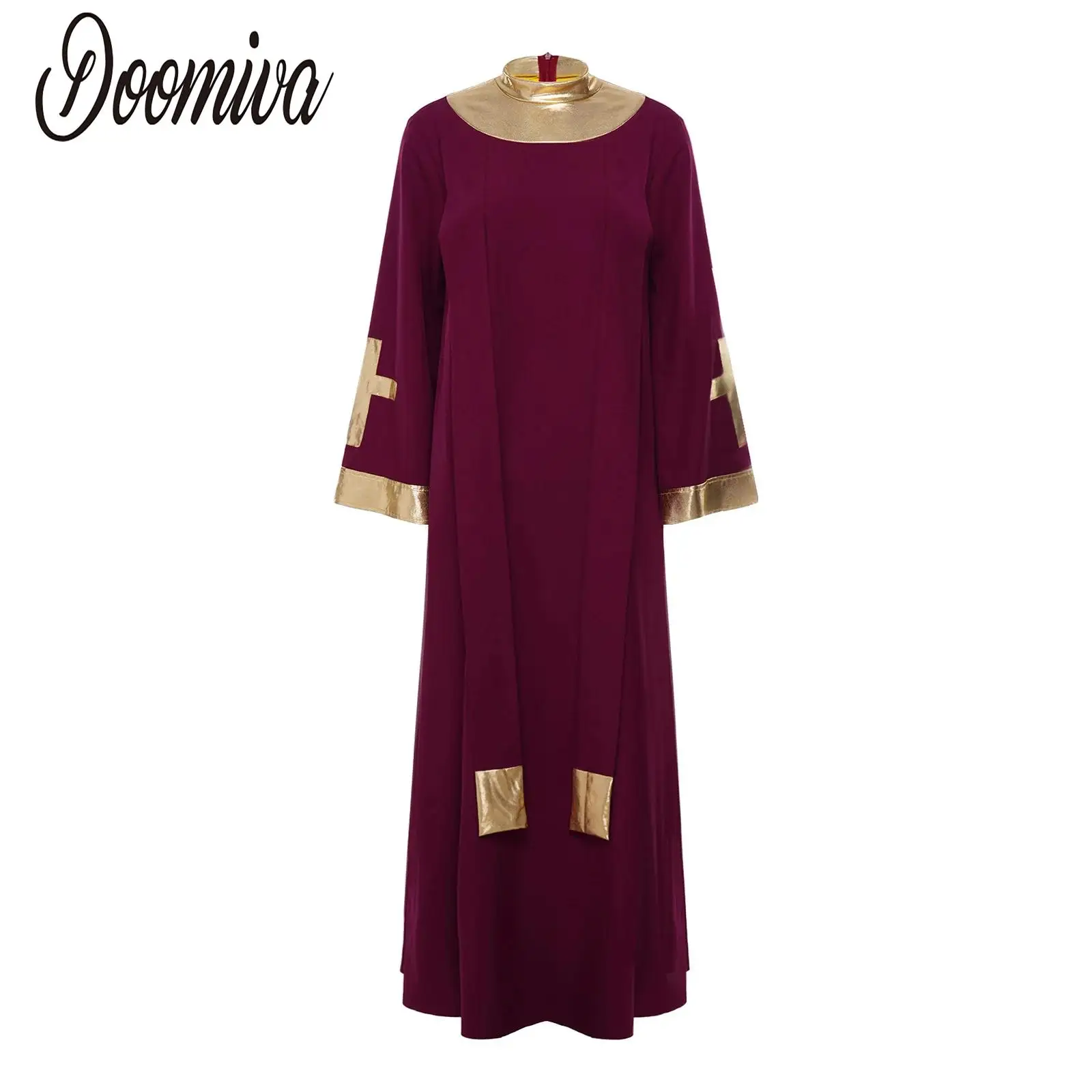 

Women Worship Praise Church Choir Robe Flared Sleeve Metallic Dress Gown for Pastor Judge Robe Cosplay Halloween Carnival Party