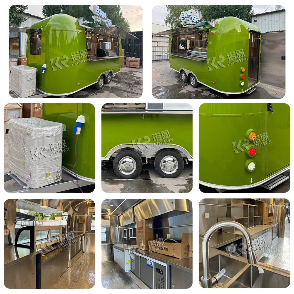 Rimorchio mobile per camion per alimenti Carrello mobile per catering da cucina in vendita Rimorchio per alimenti su ruote per barrette da caffè usa