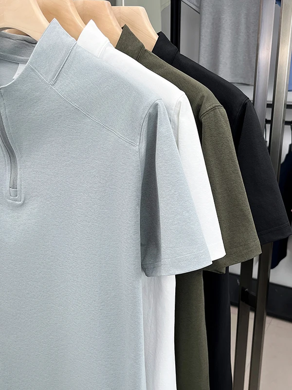 

Футболка Qui Dry Ice Silk на молнии f Sve, мужская модная городская футболка со стойкой из полиэфирного волокна, летнее новое поступление