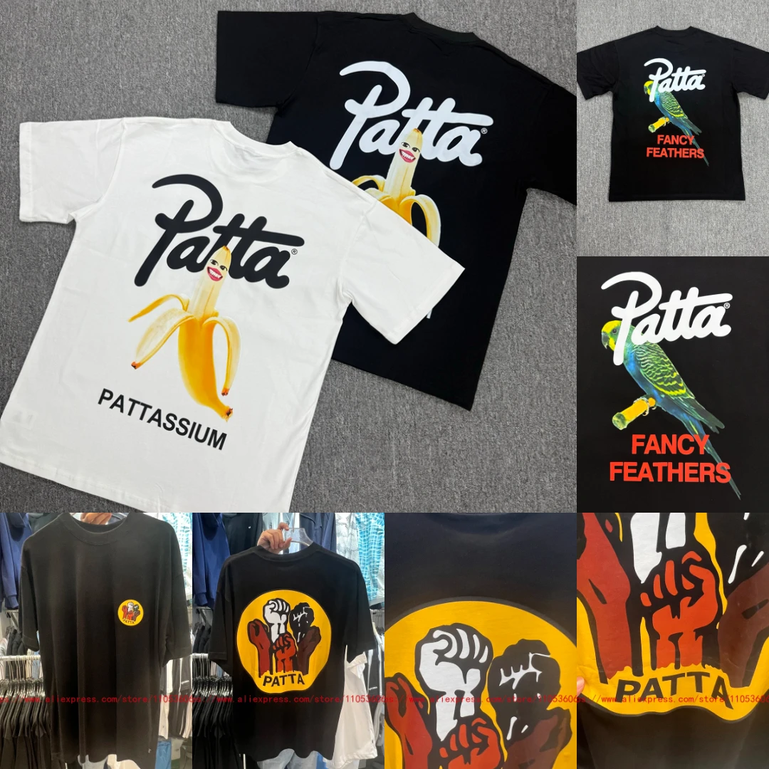 New PATTA T-shirt Banana Logo Loose Fashionable Summer American Casual PATTA Short Sleeve Men's Clothing Top Tee