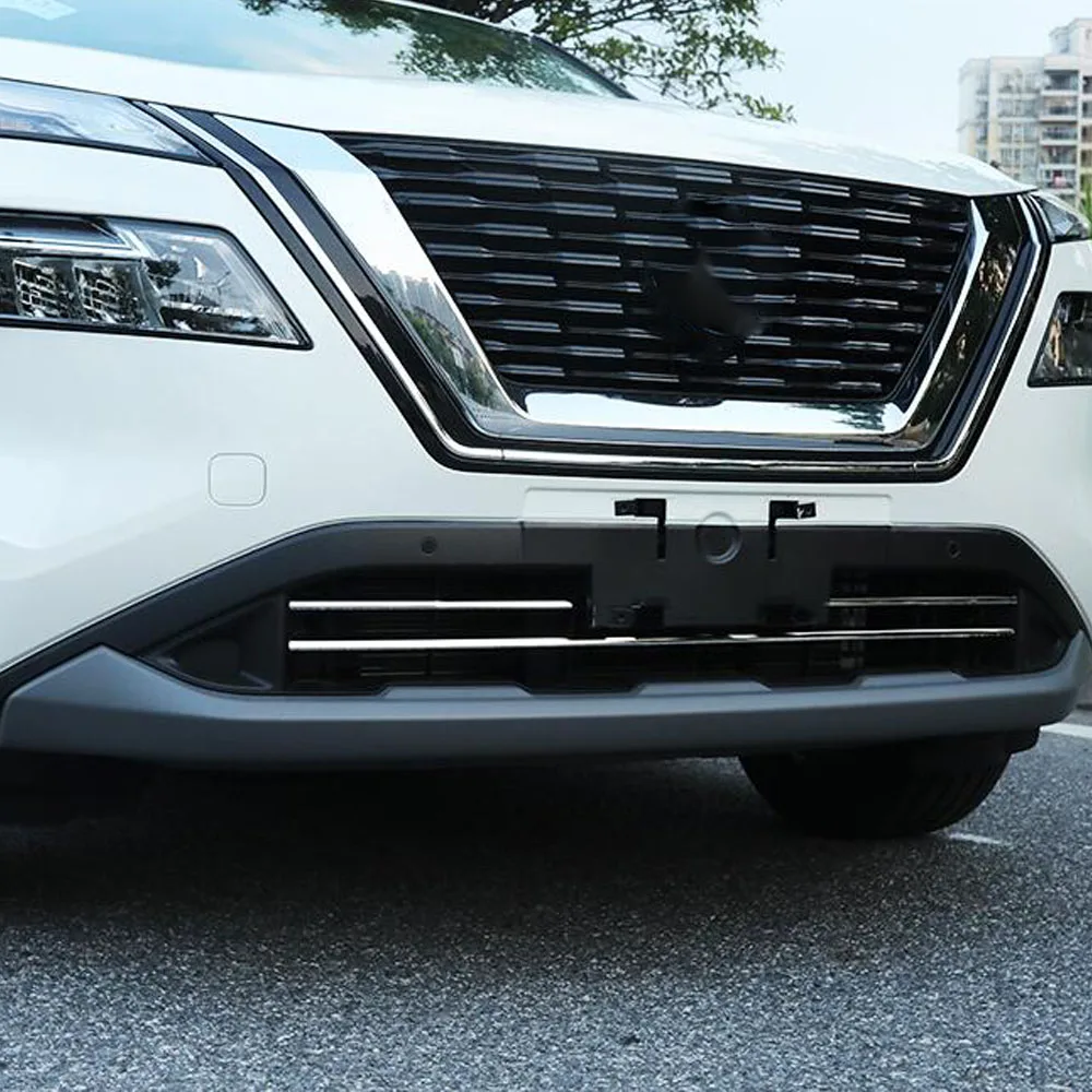 سيارة الفولاذ المقاوم للصدأ سيارة المصد الأمامي السفلي مصبغة الزخارف غطاء ملحقات الشواية لنيسان X-trail Xtrail Rogue 2021 2022 2023